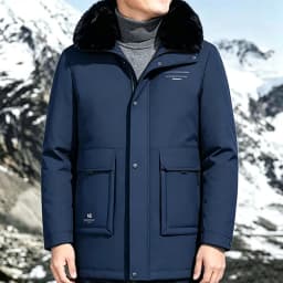 Middle Aged Mens Winter Dad Outfit Business Casual Faux Fur Collar Fashion Versatile Fleece Thick Cotton Padded Jacket Warm