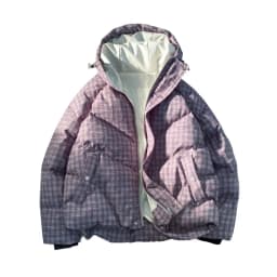 Hip-hop Winter Men Coat New Casual Thick Warm Women Parka Coat Streetwear Loose Hooded Grid Couple Coat