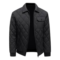 Autumn Winter Lapel Rhombus Quilted Lightweight Cotton Coat For Men Business Casual Warm Short Outerwear For Male Daily Commute