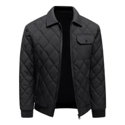 Autumn Winter Lapel Rhombus Quilted Lightweight Cotton Coat For Men Business Casual Warm Short Outerwear For Male Daily Commute