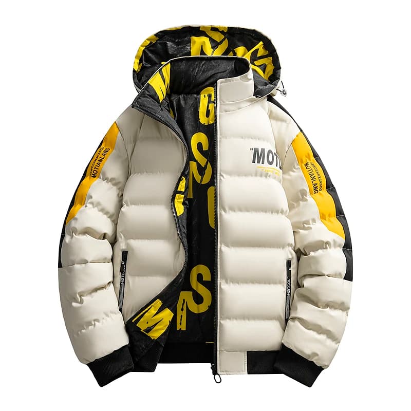 2026 Winter Men's Cotton Jacket letter pattern double-faced Cotton Jacket men Winter Coat Edition Trendy Thick solid color