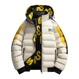 2026 Winter Men's Cotton Jacket letter pattern double-faced Cotton Jacket men Winter Coat Edition Trendy Thick solid color