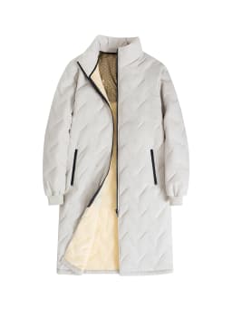 Men's Mid Length Parka Coat Autumn Embossed Quilted Ultrasonic Parkas Man Winter Lambswool Fleece Lined Jackets Thick Outerwear