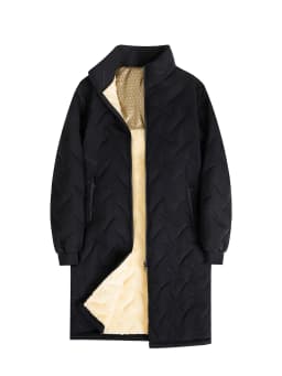 Men's Mid Length Parka Coat Autumn Embossed Quilted Ultrasonic Parkas Man Winter Lambswool Fleece Lined Jackets Thick Outerwear