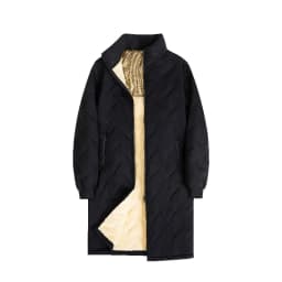 Men's Mid Length Parka Coat Autumn Embossed Quilted Ultrasonic Parkas Man Winter Lambswool Fleece Lined Jackets Thick Outerwear