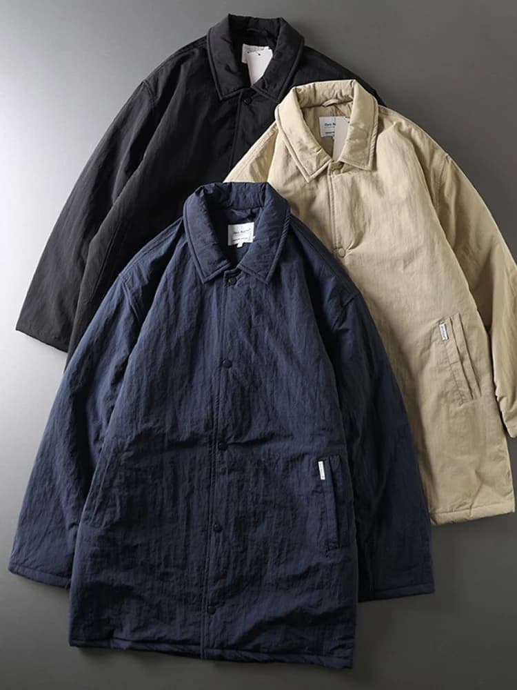 Japanese Style Thickened Cotton Jacket Men's Winter Coat Long Sleeve Pure Color Casual Loose Fit Youth Fashion Waterproof