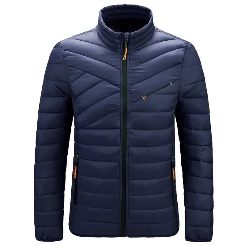 Men Stand Collar Parkas Men Faux Down Padded Jacket Men Lightweight Warm Winter Parkas Men Windproof Solid Color Warm Parkas