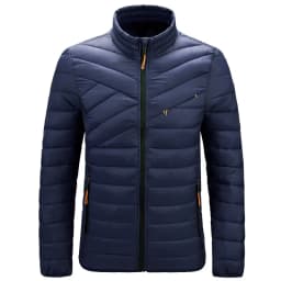 Men Stand Collar Parkas Men Faux Down Padded Jacket Men Lightweight Warm Winter Parkas Men Windproof Solid Color Warm Parkas