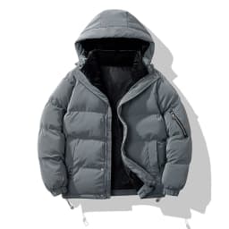 Men's Winter Cotton Coat Trendy Brand Hooded Jacket in White Gray Black Caramel - Fashionable Casual Outerwear