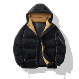 Men's Winter Cotton Coat Trendy Brand Hooded Jacket in White Gray Black Caramel - Fashionable Casual Outerwear