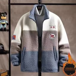 Lamb Velvet Jacket Men's Thickened Stand Collar Autumn Winter New Style Korean Version Fashion Brand Cotton Sweatshirt Youth