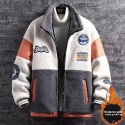 Lamb Velvet Jacket Men's Thickened Stand Collar Autumn Winter New Style Korean Version Fashion Brand Cotton Sweatshirt Youth