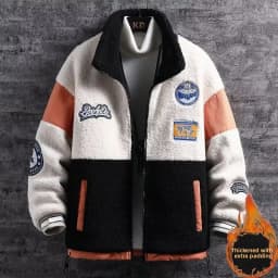 Lamb Velvet Jacket Men's Thickened Stand Collar Autumn Winter New Style Korean Version Fashion Brand Cotton Sweatshirt Youth