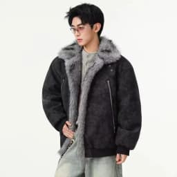 Men New Vintage Parkas Men Loose Brushed High End Fur Collar Coat Men Fashion Casual Clothing Coat Men Plus Velvet Outerwear