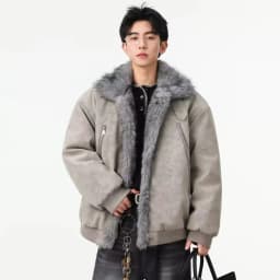 Men New Vintage Parkas Men Loose Brushed High End Fur Collar Coat Men Fashion Casual Clothing Coat Men Plus Velvet Outerwear