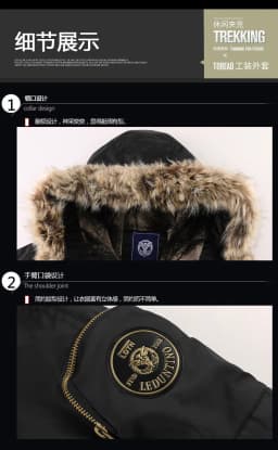 Men's Fashion Cargo Thick Warm Jackets With Fur Hood With Multi Pockets Fleece Lined Thermal Overcoat Windproof Outerwear