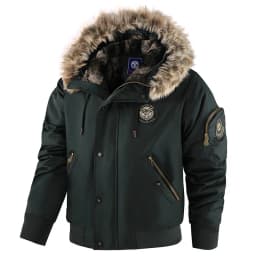 Men's Fashion Cargo Thick Warm Jackets With Fur Hood With Multi Pockets Fleece Lined Thermal Overcoat Windproof Outerwear
