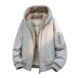 IEFB Snow Wash Warm Cotton Parka For Men Oversized Faux Fur Collar Hooded Casual Thick Winter Outerwear9X4143