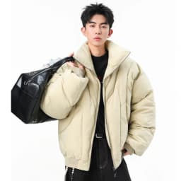 IEFB Faux Suede Warm Padded Winter Jacket For Men Retro Oversized Stand Collar Zip Casual Thick Outerwear Coat 9X4141