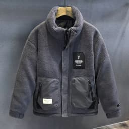 Lamb Velvet Jacket Men's Fleece Lined Thick Cotton Coat Autumn Winter Style Men's Winter Couple Large Size Cotton Clothes