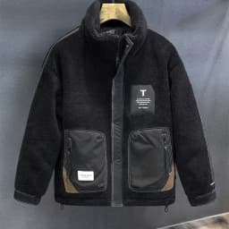 Lamb Velvet Jacket Men's Fleece Lined Thick Cotton Coat Autumn Winter Style Men's Winter Couple Large Size Cotton Clothes