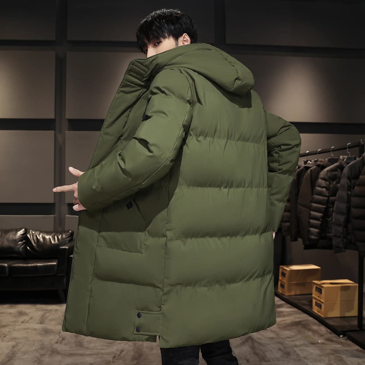 Winter Hooded Military Padded Coat Men's Plus Size Korean Casual Warm Jacket