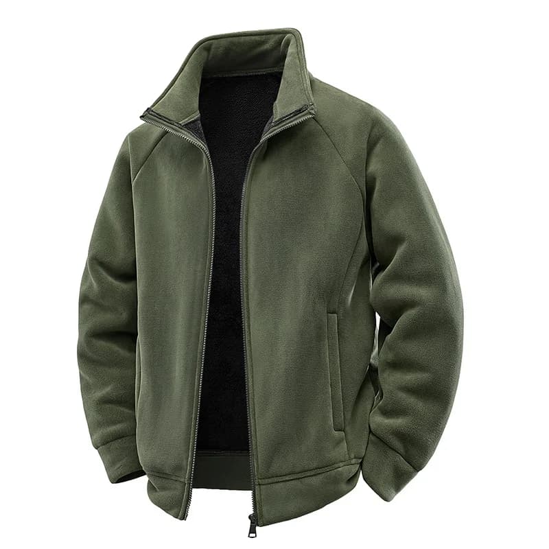 Men's Stand up Collar Fleece Jacket Thick Casual Wear Coat for Autumn Winter Comfortable Warm Stand up Collar Fleece Jacket