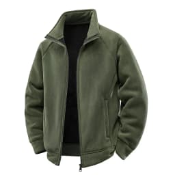 Men's Stand up Collar Fleece Jacket Thick Casual Wear Coat for Autumn Winter Comfortable Warm Stand up Collar Fleece Jacket