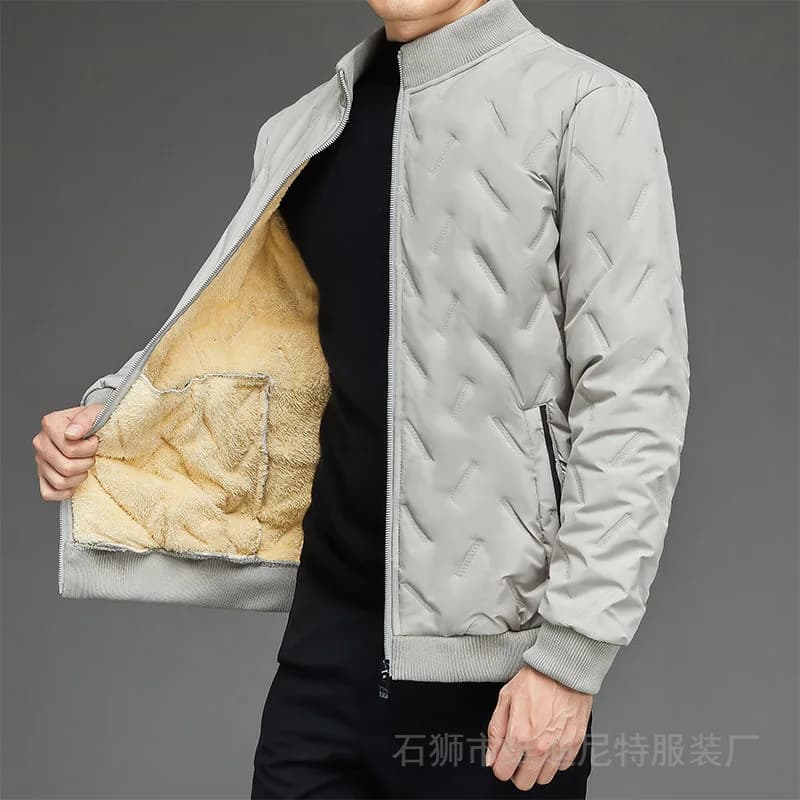 Men Business Parkas Stand Collar Lamb Fleece Winter Parkas Wind Cold Proof Down Coat Fleece Thick High Quality Casual Parkas