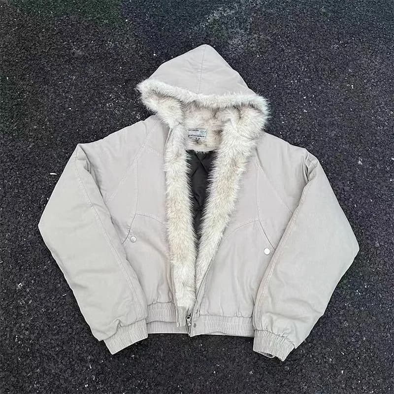 Men Hooded Fur Collar Winter Parkas Men American Street Style Short Length Parkas Men Fashion Casual Plus Velvet Cotton Jackets