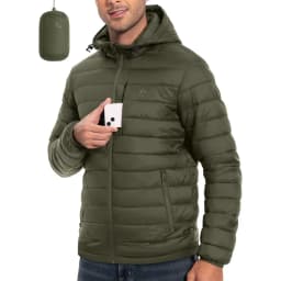 Pioneer Camp Men's Lightweight Packable Puffer Jacket with Hood Warm Puffy Winter Jacket Coat Insulated for Ski Hiking Travel