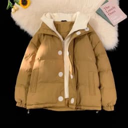 2026 Winter Fake Two Piece Hooded Parkas Men Fashion Loose Cotton-padded Clothes Coats for Male Long Sleeve Bread Jackets C969