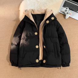 2026 Winter Fake Two Piece Hooded Parkas Men Fashion Loose Cotton-padded Clothes Coats for Male Long Sleeve Bread Jackets C969