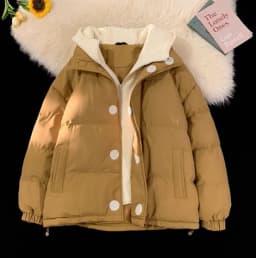 2026 Winter Fake Two Piece Hooded Parkas Men Fashion Loose Cotton-padded Clothes Coats for Male Long Sleeve Bread Jackets C969
