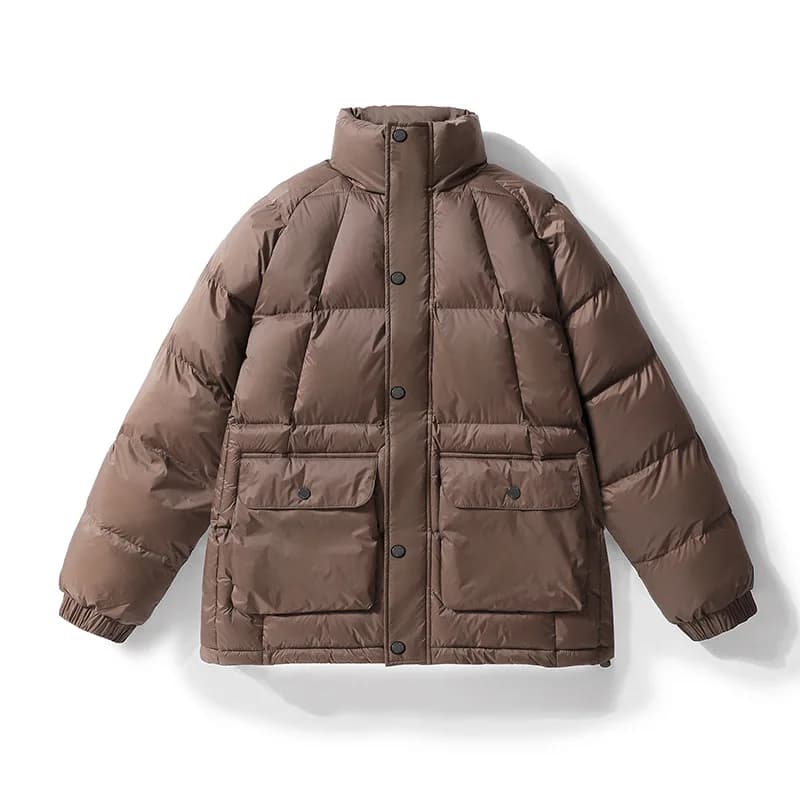 Men's Winter Casual Thick Warm Standing Collar Cotton Coat Youth Trendy Workwear Jacket