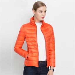 Johnature 2026 New Women Coat Autumn Winter White Duck Down Jacket Solid Colors Warm Slim Zipper Fashion Light Down Coat