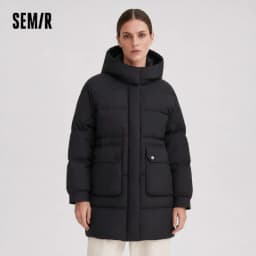 Semir Down Coat Women LongWaterproof Oil-proof Stain-proof Warm 2026 Winter New Loose Hooded Versatile Jacket Woman