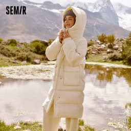 Semir Down Coat Women LongWaterproof Oil-proof Stain-proof Warm 2026 Winter New Loose Hooded Versatile Jacket Woman