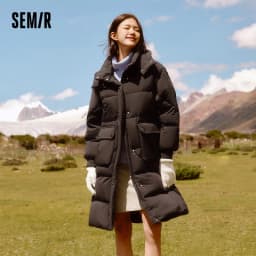 Semir Down Coat Women LongWaterproof Oil-proof Stain-proof Warm 2026 Winter New Loose Hooded Versatile Jacket Woman