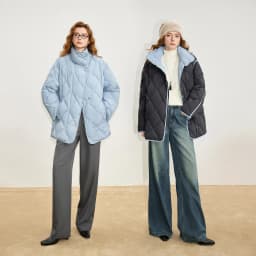 TOYOUTH Women 90% White Duck Down Jacket 2025 Winter New Diamond Grid Double Side Contrasting Color Splicing Jacket Coat