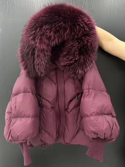 Janveny2026 New Winter Large Real Fur Hooded Puffer Jacket Women Thicken Warm Knitted Sleeve Coat White Duck Down Mid Long Parka