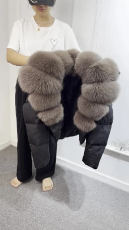 Janveny Big Natural Fox Fur Coat Women 2025 Autumn Winter Female Parkas 90% White Duck Down Jacket Feather Short Puffer Coat
