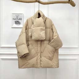 Women White Duck Down Coat 2026 Winter New Fashion Female Scarf OverSize Jackets Round Neck Loose Thicken Parkas Warm Outwear