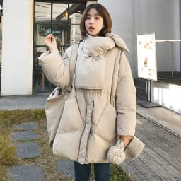 Women White Duck Down Coat 2026 Winter New Fashion Female Scarf OverSize Jackets Round Neck Loose Thicken Parkas Warm Outwear