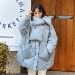 Women White Duck Down Coat 2026 Winter New Fashion Female Scarf OverSize Jackets Round Neck Loose Thicken Parkas Warm Outwear