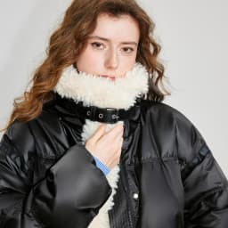 TOYOUTH Women 90% White Duck Down Jacket 2025 Winter New Fur Splicing Stand up Collar Light Luxury Warm Jacket Coat
