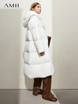 AMII Minimalist 2024 Down Puffer Coat For Women Winter Long Bread Coat Light Thick Warm Quality Fashion Outerwear New 12424110