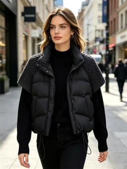 Janveny 2026 New Winter Turtleneck White Duck Down Vest Women Patchwork Knitted Warm Drawstring Short Soft Puffer Down Waistcoat