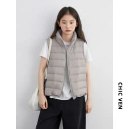 CHIC VEN New Women Down Coats Sleeveless Lightweight 90 White Duck Down Stand Up Collar Female Down Vest Autumn Winter 2026