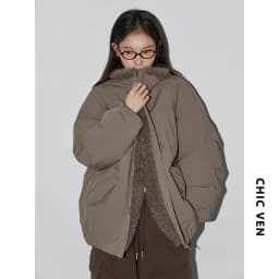 CHIC VEN Women Down Coats Loose Casual 90 White Duck Down Jacket Plush Splice Female Warm Overcoat Autumn Winter 2025